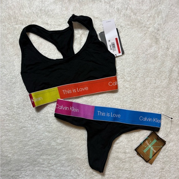 Calvin Klein Other - Calvin Klein This is Love Black Sports Bra and Thong Set with Vibrant Waistband